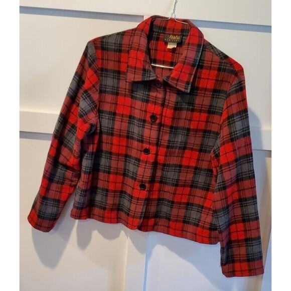 Vintage 80's David Paul New York Red Gray Black Plaid Button Down Blazer Size M - Picture 1 of 10